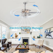 Load image into Gallery viewer, 52" Double Crystal Shade Crystal Ceiling Fan Light Vintage Chandelier Reversible 3-speed Silent Ceiling Fan