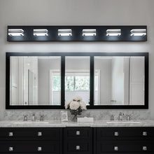 Загрузить изображение в средство просмотра галереи, LED Modern Black Vanity Light Bathroom Acrylic Mirror Front Light Rectangular 6 Lights