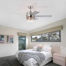 Cargar imagen en el visor de la galería, 52-inch 5-blade Plywood Blades Ceiling Fan ,Dual Lamp Shade Ceiling Fan with Remote Control (Optional Remote) - Satin Nickel