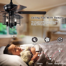 Load image into Gallery viewer, 52'' Farmhouse Ceiling Fan  5PCS  Dual Finish Blades Industrial Fandelier
