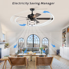 Lade das Bild in den Galerie-Viewer, 52" Modern Ceiling Fan with Dual Finish Reversible Blades, Fandelier-Matte Black
