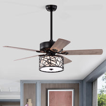 Load image into Gallery viewer, 52'' Low Profile Ceiling Fan with Lights (No Include Bulb), Blade Dark Wood Ceiling Fan