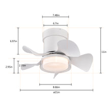 Load image into Gallery viewer, 21" Matte White Recessed Ceiling Fan Light, Controllable Color Temperature Ceiling Fan Light, Remote Control Low Noise Ceiling Fan Light