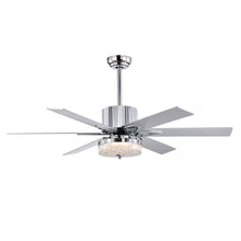 Load image into Gallery viewer, 52'' Modern Ceiling Fans with Remote, Wood Ceiling Fan with Lights, LED Ceiling Fan Light with 6 Blade, 3 Speed AC Motor Indoor Ceiling Fan--Chrome