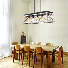 Lade das Bild in den Galerie-Viewer, 31.5" White Farmhouse Chandelier Dining Room Rectangular Island Light Metal Chandelier