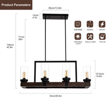 Загрузить изображение в средство просмотра галереи, Matte Black / Wood Grain Metal Chandelier Fixture, 6 Lights Ceiling Pendant Ligh, Adjustable Height , E26*6 (No Include Bulb)