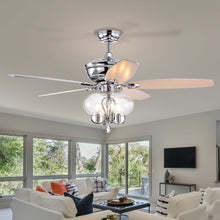 Load image into Gallery viewer, 52" Glass Chandeliers Fan with Remote, Classic, Glam, Traditional, Transitional, Chrome