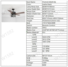 Load image into Gallery viewer, 52" Crystal Chandelier Fan with Lights and Remote Control, Modern Ceiling Fan with Dual Finish Reversible Blades, Fandelier, Matte Black