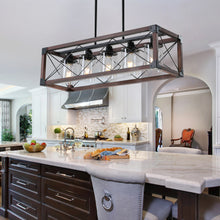 Charger l'image dans la galerie, 31.5" Black & Red Farmhouse Chandelier Dining Room Rectangular Island Light Metal Chandelier (No Bulb)