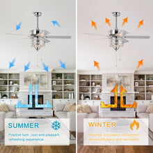 Load image into Gallery viewer, 52'' Classical Crystal Ceiling Fan Lamp  5 Reversible Blades, Chrome (Hand Pull Chain)