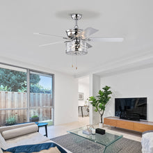 Load image into Gallery viewer, 52" Modern Style Pendant Light Silent Reversible Ceiling Fan 3-Speed Adjustable Ceiling Fan Light - Chrome (Bulb Not Included)