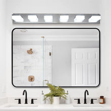 Загрузить изображение в средство просмотра галереи, 38.2" Chrome Vanity Light Modern Bathroom LED Mirror Light Rectangular 6 Lights