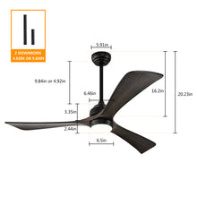 Load image into Gallery viewer, 52" Matte Black + Dark Walnut Remote Control Silent Ceiling Fan Light, Reversible Ceiling Fan