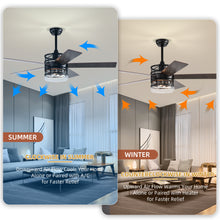 Загрузить изображение в средство просмотра галереи, 52-inch 5-blade Lighted Ceiling Fan with Remote Control , Glass Shade (Optional Remote) --Matte Black