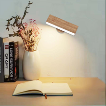 Cargar imagen en el visor de la galería, Nordic Walnut Wall Lamp 360° Rotating LED Night Light