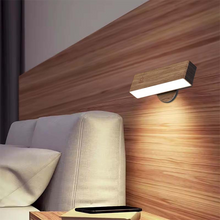 Cargar imagen en el visor de la galería, Nordic Walnut Wall Lamp 360° Rotating LED Night Light
