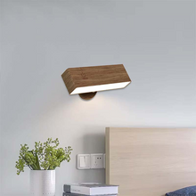 Cargar imagen en el visor de la galería, Nordic Walnut Wall Lamp 360° Rotating LED Night Light
