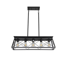 Load image into Gallery viewer, 31.5" Black Farmhouse Chandelier Dining Room Rectangular Island Light Metal Chandelier