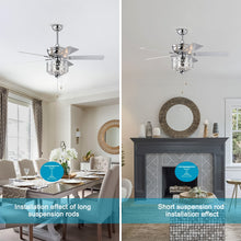 Загрузить изображение в средство просмотра галереи, 52-inch Indoor Ceiling Fan with Pull Chain, Reversible AC motors , Pull Chain--Chrome (No Include Bulb)