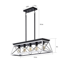 Lade das Bild in den Galerie-Viewer, 31.5" White Farmhouse Chandelier Dining Room Rectangular Island Light Metal Chandelier
