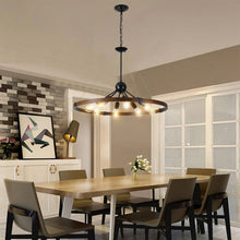 Load image into Gallery viewer, 31.5" Vintage Chandelier Farmhouse Ring Chandelier Chain Chandelier (Black + Walnut)