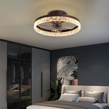 Carregar imagem no visualizador da galeria, 19.7" Simple LED Ring Ceiling Light Luxury Crystal Ceiling Light Brown Fan Light