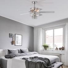 Load image into Gallery viewer, 52" Double Crystal Shade Crystal Ceiling Fan Light Vintage Chandelier Reversible 3-speed Silent Ceiling Fan