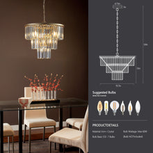 Load image into Gallery viewer, 19.7" Luxury K9 Crystal Chandelier Modern Gold Chain Chandelier 4 Tier Crystal Chandelier
