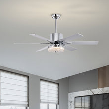 Load image into Gallery viewer, 52'' Modern Ceiling Fans with Remote, Wood Ceiling Fan with Lights, LED Ceiling Fan Light with 6 Blade, 3 Speed AC Motor Indoor Ceiling Fan--Chrome