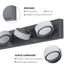Cargar imagen en el visor de la galería, LED Modern Black Vanity Light Bathroom Acrylic Mirror Front Light Round 5 Lights