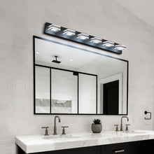 Загрузить изображение в средство просмотра галереи, LED Modern Black Vanity Light Bathroom Acrylic Mirror Front Light Rectangular 6 Lights