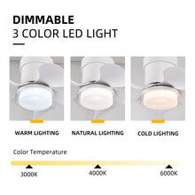 Load image into Gallery viewer, 21" Matte White Recessed Ceiling Fan Light, Controllable Color Temperature Ceiling Fan Light, Remote Control Low Noise Ceiling Fan Light