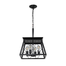 Load image into Gallery viewer, Black Farmhouse Lantern Chandelier Dining Room Vintage Chain Chandelier (No Bulbs)