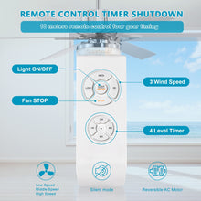 Load image into Gallery viewer, 52'' Modern Ceiling Fans with Remote, Wood Ceiling Fan with Lights, LED Ceiling Fan Light with 6 Blade, 3 Speed AC Motor Indoor Ceiling Fan--Chrome