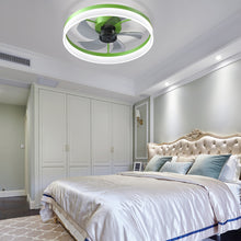 Carregar imagem no visualizador da galeria, 19.7" Simple LED Ring Chandelier Fan Modern Recessed Ceiling Light Chandelier Green Ceiling Fan Light
