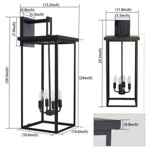 Cargar imagen en el visor de la galería, Black Porch Wall Light Outdoor Lantern Wall Light 4 Lights