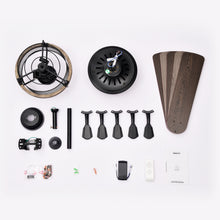 Load image into Gallery viewer, 52" Farmhouse Ceiling Fan with  Remote, 3-Lights Ceiling Fan with Light Fixture (No include Bulbs), Ceiling Fan --Black Matte+Wood Grain