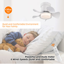 Load image into Gallery viewer, 21" Matte White Recessed Ceiling Fan Light, Controllable Color Temperature Ceiling Fan Light, Remote Control Low Noise Ceiling Fan Light