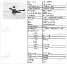 Load image into Gallery viewer, 52" Luxury Crystal Ceiling Fan Light Traditional Matte Black Ceiling Fan Reversible 3-speed Ceiling Fan, 1H/2H/4H/8H Timer