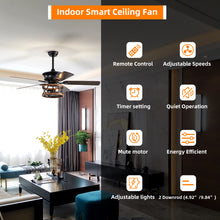 Load image into Gallery viewer, 52" Farmhouse Ceiling Fan Light 3 Light Ceiling Fan Vintage Drum Pendant Light