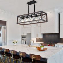 Charger l'image dans la galerie, 31.5" Black & Red Farmhouse Chandelier Dining Room Rectangular Island Light Metal Chandelier (No Bulb)