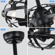 Carregar imagem no visualizador da galeria, 18" Matte Black Cage Ceiling Fan Light Industrial Style Ceiling Fan Light Kit Three-speed Adjustment Ceiling Fan