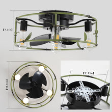 Cargar imagen en el visor de la galería, Modern Style Ceiling Light Green Cage Ceiling Fan Light Remote Controlled Ceiling Fan Light