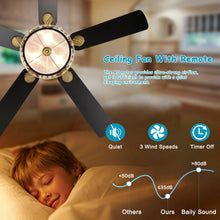 Load image into Gallery viewer, 52" Vintage Bronze Crystal Ceiling Fan Light with 5 Wood Two-Tone Blades, Remote Control 3-Speed Reversible Ceiling Fan