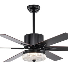 Загрузить изображение в средство просмотра галереи, 52" Matte Black Modern LED Ceiling Fan Light, 6 Blade Remote Control Ceiling Fan, Reversible Ceiling Fan