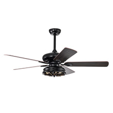 Load image into Gallery viewer, 52'' Farmhouse Ceiling Fan Dual Finish Blades Industrial Fandelier --Matte Black