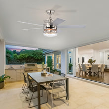 Cargar imagen en el visor de la galería, 52-inch 5-blade Plywood Blades Ceiling Fan ,Dual Lamp Shade Ceiling Fan with Remote Control (Optional Remote) - Satin Nickel