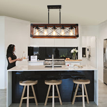 Charger l'image dans la galerie, 31.5" Black & Red Farmhouse Chandelier Dining Room Rectangular Island Light Metal Chandelier (No Bulb)