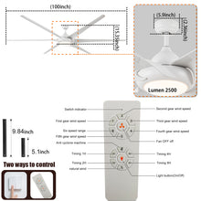 Load image into Gallery viewer, 100" White Simple ABS Material 6-blade Ceiling Fan Light