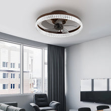 Charger l'image dans la galerie, 19.7" Simple LED Ring Chandelier Fan Modern Recessed Ceiling Light Chandelier Brown Ceiling Fan Light